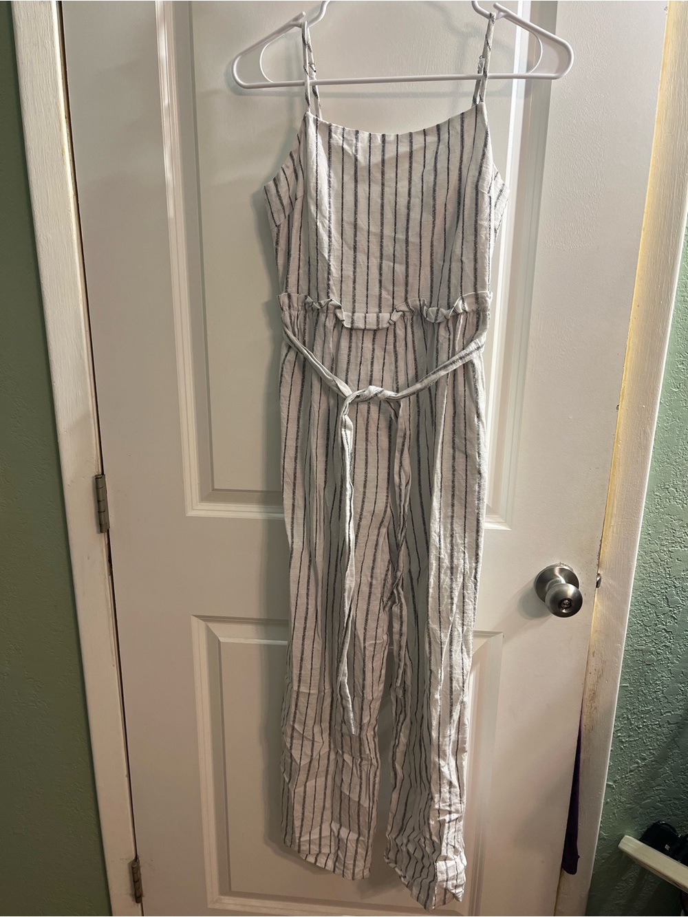 Copper Key White and Black Striped Sleeveless Jumpsuit